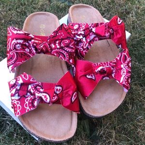 Red bandanna sandals
